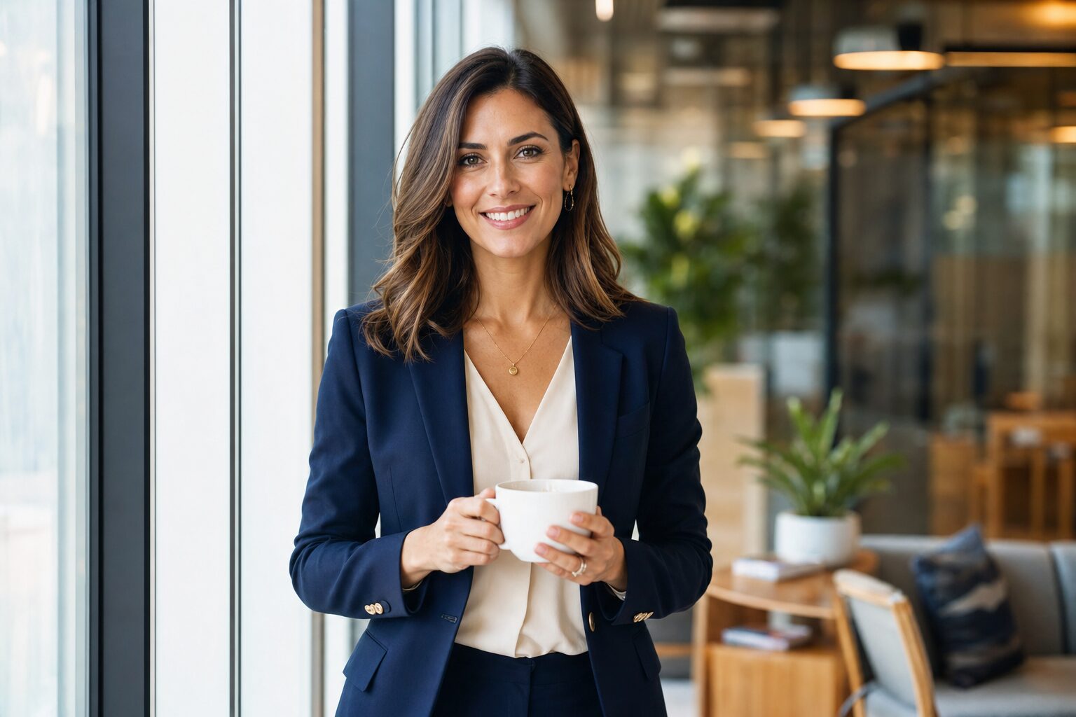 A professional enjoying a calm, focused coffee ritual